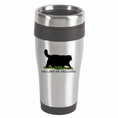 Oh Lawd He Treading Black Cat 16oz Travel Tumbler