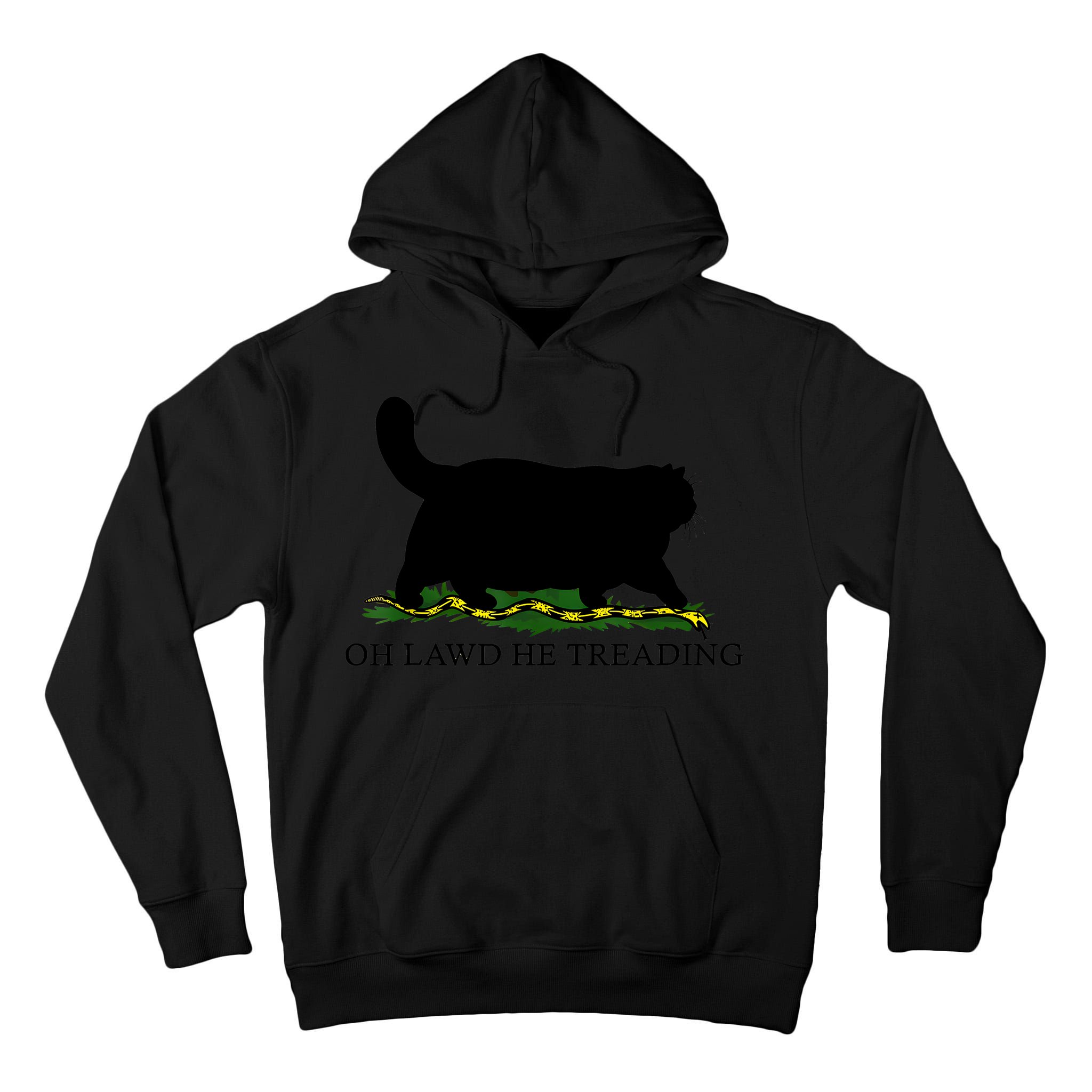 Oh Lawd He Treading Black Cat Tall Hoodie