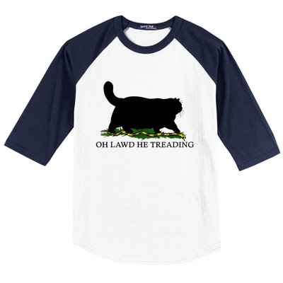 Oh Lawd He Treading Black Cat Baseball Sleeve Shirt