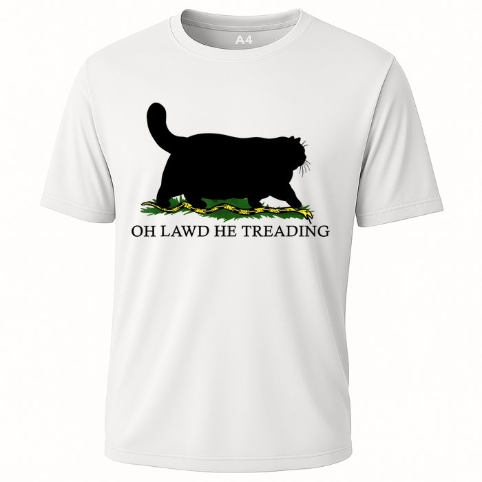 Oh Lawd He Treading Black Cat Cooling Performance Crew T-Shirt