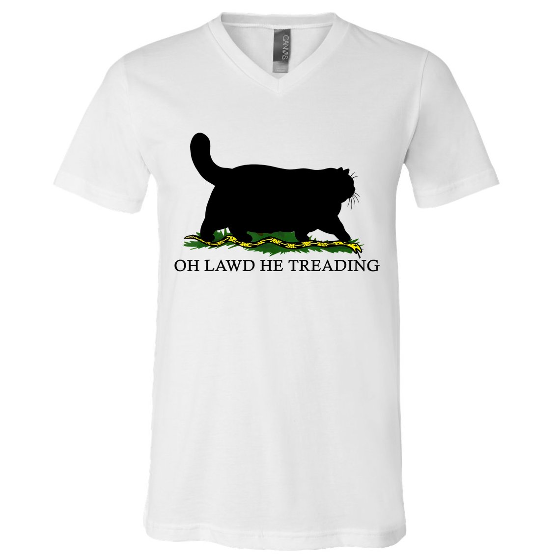Oh Lawd He Treading Black Cat V-Neck T-Shirt