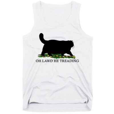 Oh Lawd He Treading Black Cat Tank Top