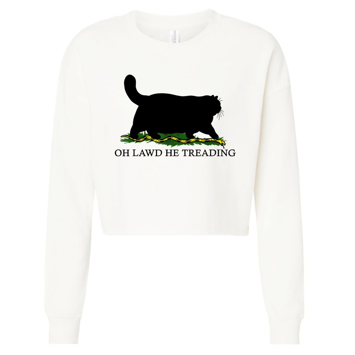 Oh Lawd He Treading Black Cat Cropped Pullover Crew