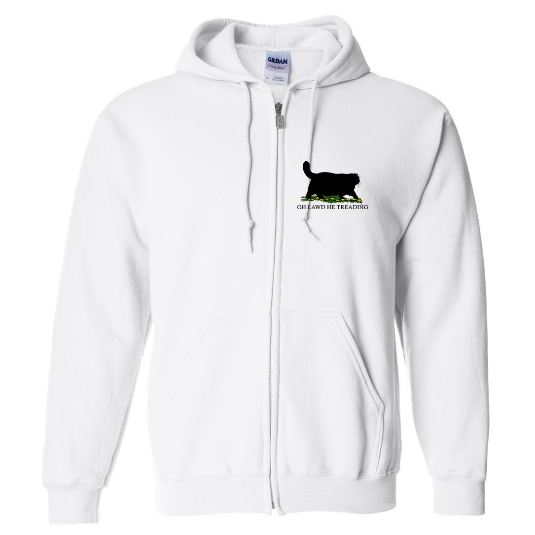Oh Lawd He Treading Black Cat Full Zip Hoodie