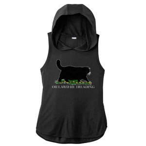 Oh Lawd He Treading Funny Cat Ladies PosiCharge Tri-Blend Wicking Draft Hoodie Tank