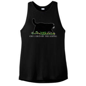 Oh Lawd He Treading Funny Cat Ladies PosiCharge Tri-Blend Wicking Tank