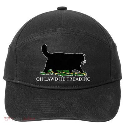 Oh Lawd He Treading Funny Cat 7-Panel Snapback Hat
