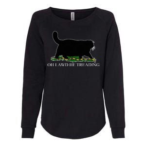 Oh Lawd He Treading Funny Cat Womens California Wash Sweatshirt