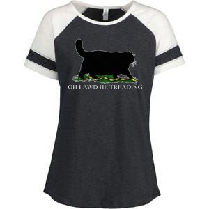 Oh Lawd He Treading Funny Cat Enza Ladies Jersey Colorblock Tee