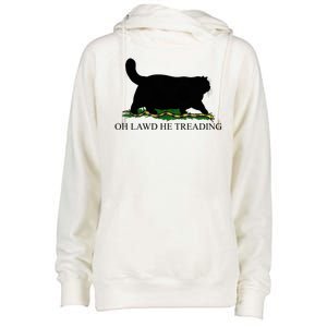 Oh Lawd He Treading Funny Cat Womens Funnel Neck Pullover Hood