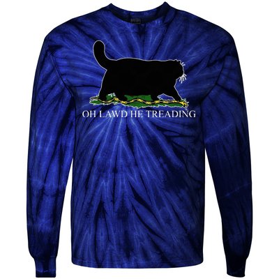 Oh Lawd He Treading Funny Cat Tie-Dye Long Sleeve Shirt