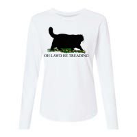 Oh Lawd He Treading Funny Cat Womens Cotton Relaxed Long Sleeve T-Shirt