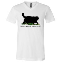 Oh Lawd He Treading Funny Cat V-Neck T-Shirt