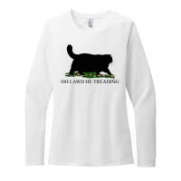 Oh Lawd He Treading Funny Cat Womens CVC Long Sleeve Shirt