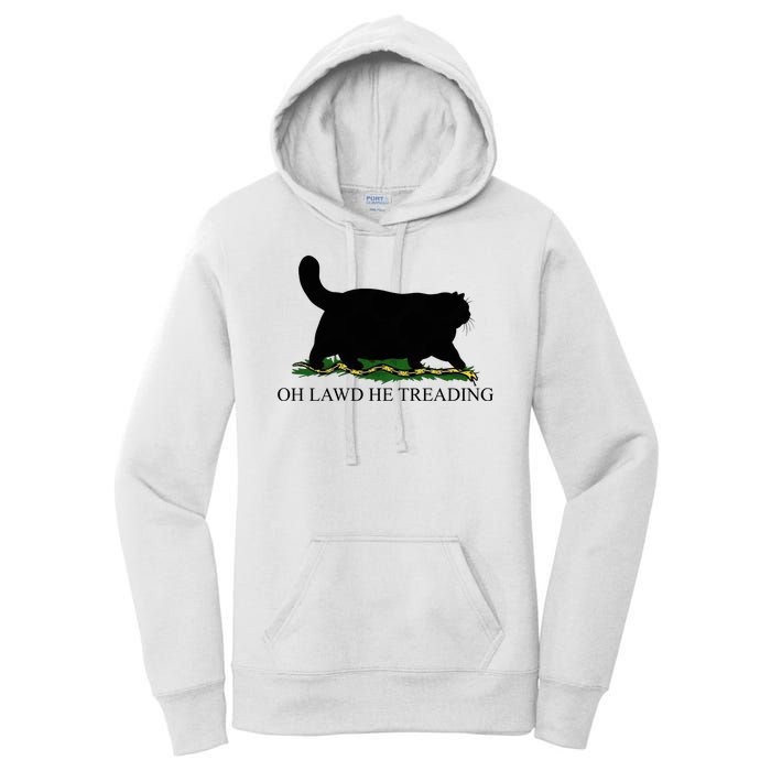 Oh Lawd He Treading Funny Cat Women's Pullover Hoodie