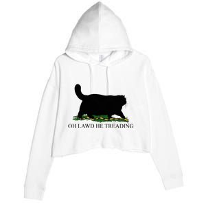 Oh Lawd He Treading Funny Cat Crop Fleece Hoodie