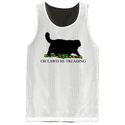 Oh Lawd He Treading Funny Cat Mesh Reversible Basketball Jersey Tank