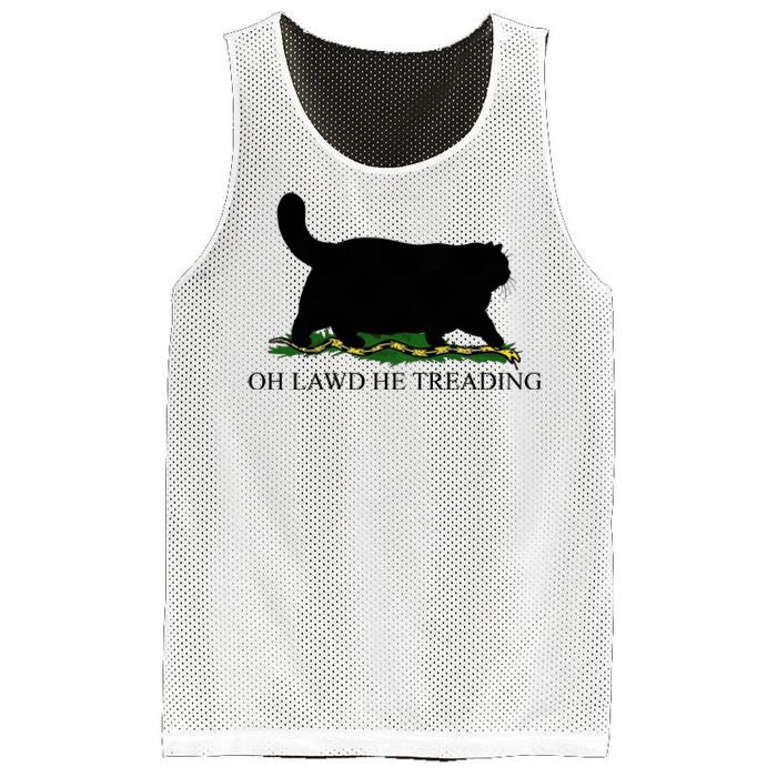 Oh Lawd He Treading Funny Cat Mesh Reversible Basketball Jersey Tank