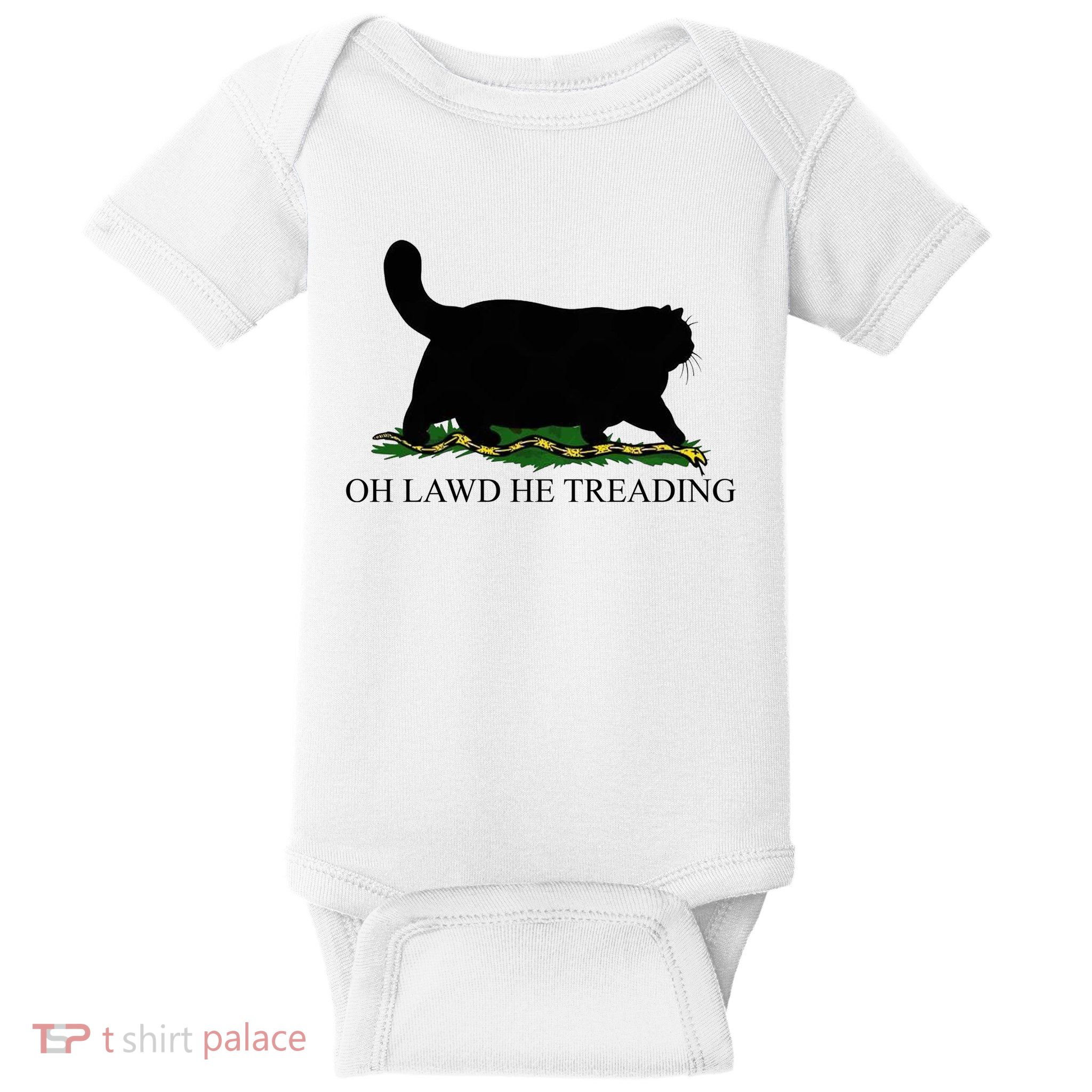 Oh Lawd He Treading Funny Cat Baby Bodysuit