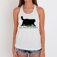 Oh Lawd He Treading Funny Cat Women's Knotted Racerback Tank