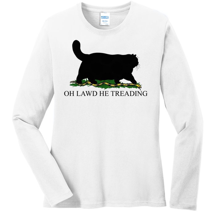 Oh Lawd He Treading Funny Cat Ladies Long Sleeve Shirt