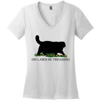 Oh Lawd He Treading Funny Cat Women's V-Neck T-Shirt