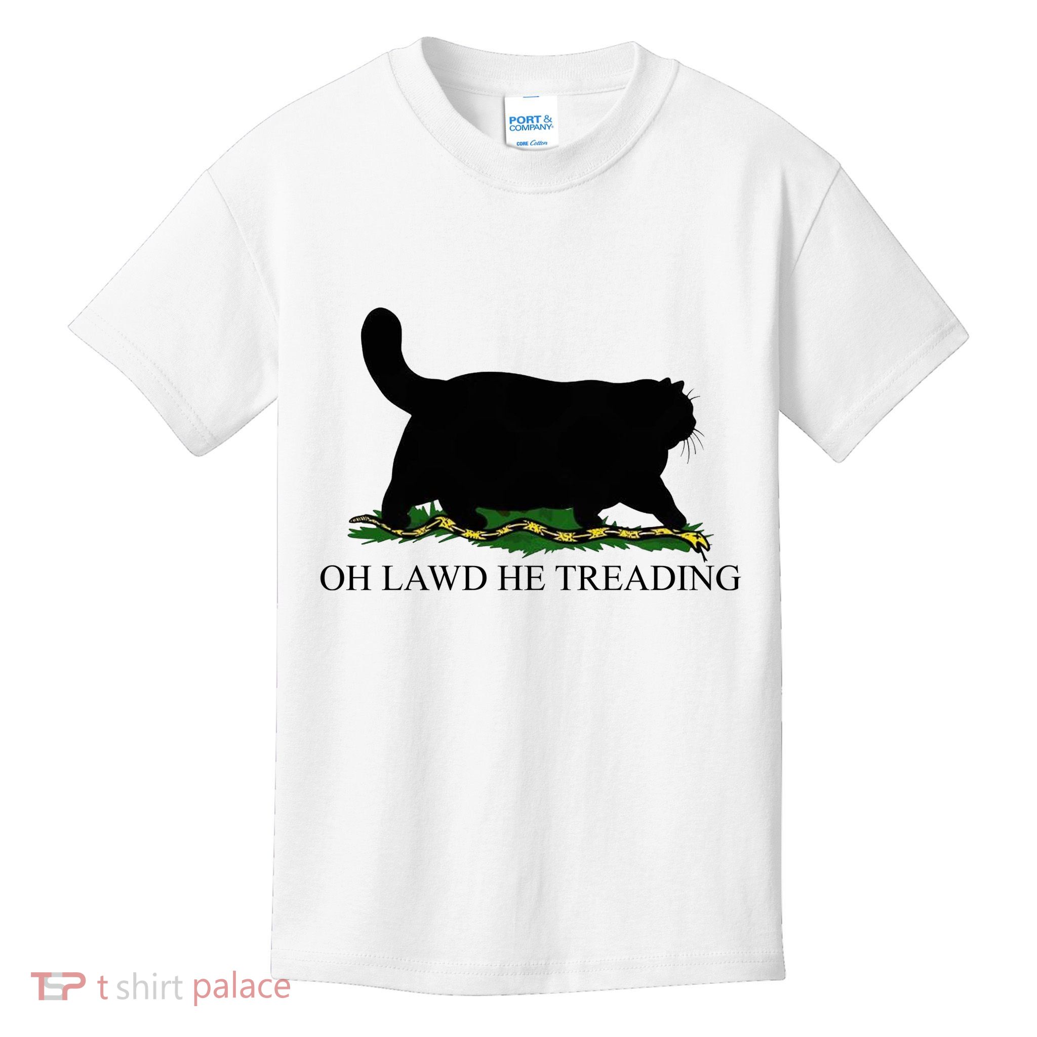 Oh Lawd He Treading Funny Cat Kids T-Shirt