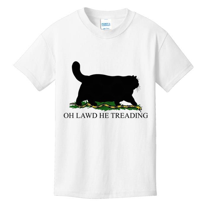 Oh Lawd He Treading Funny Cat Kids T-Shirt