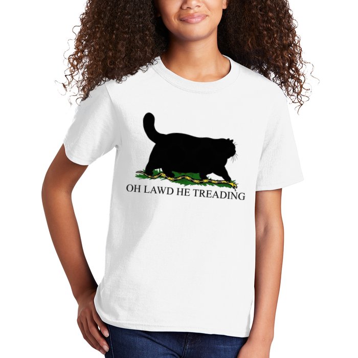 Oh Lawd He Treading Funny Cat Kids T-Shirt