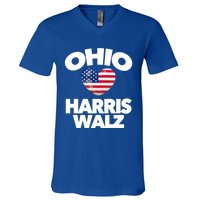 Ohio Loves Harris Walz America Us Columbus Cleveland Oh Gift V-Neck T-Shirt