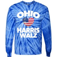 Ohio Loves Harris Walz America Us Columbus Cleveland Oh Gift Tie-Dye Long Sleeve Shirt