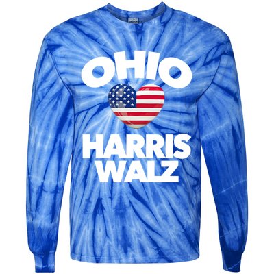 Ohio Loves Harris Walz America Us Columbus Cleveland Oh Gift Tie-Dye Long Sleeve Shirt