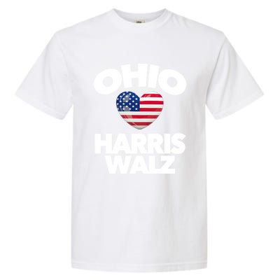 Ohio Loves Harris Walz America Us Columbus Cleveland Oh Gift Garment-Dyed Heavyweight T-Shirt