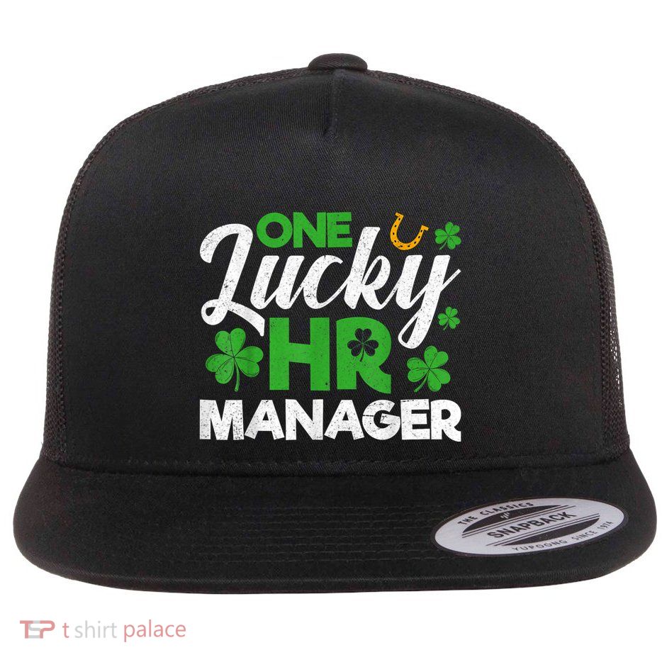 One Lucky Hr Manager St Patricks Day Human Resources Gifts Flat Bill Trucker Hat