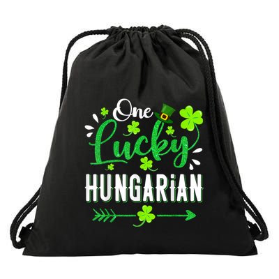 One Lucky Hungarian Shamrock Leprechaun Hat St Patricks Day Drawstring Bag