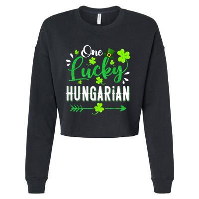 One Lucky Hungarian Shamrock Leprechaun Hat St Patricks Day Cropped Pullover Crew