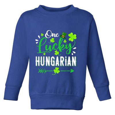 One Lucky Hungarian Shamrock Leprechaun Hat St Patricks Day Toddler Sweatshirt