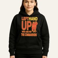 Official Left Hand Up Who Are We The Commanders Hoodie