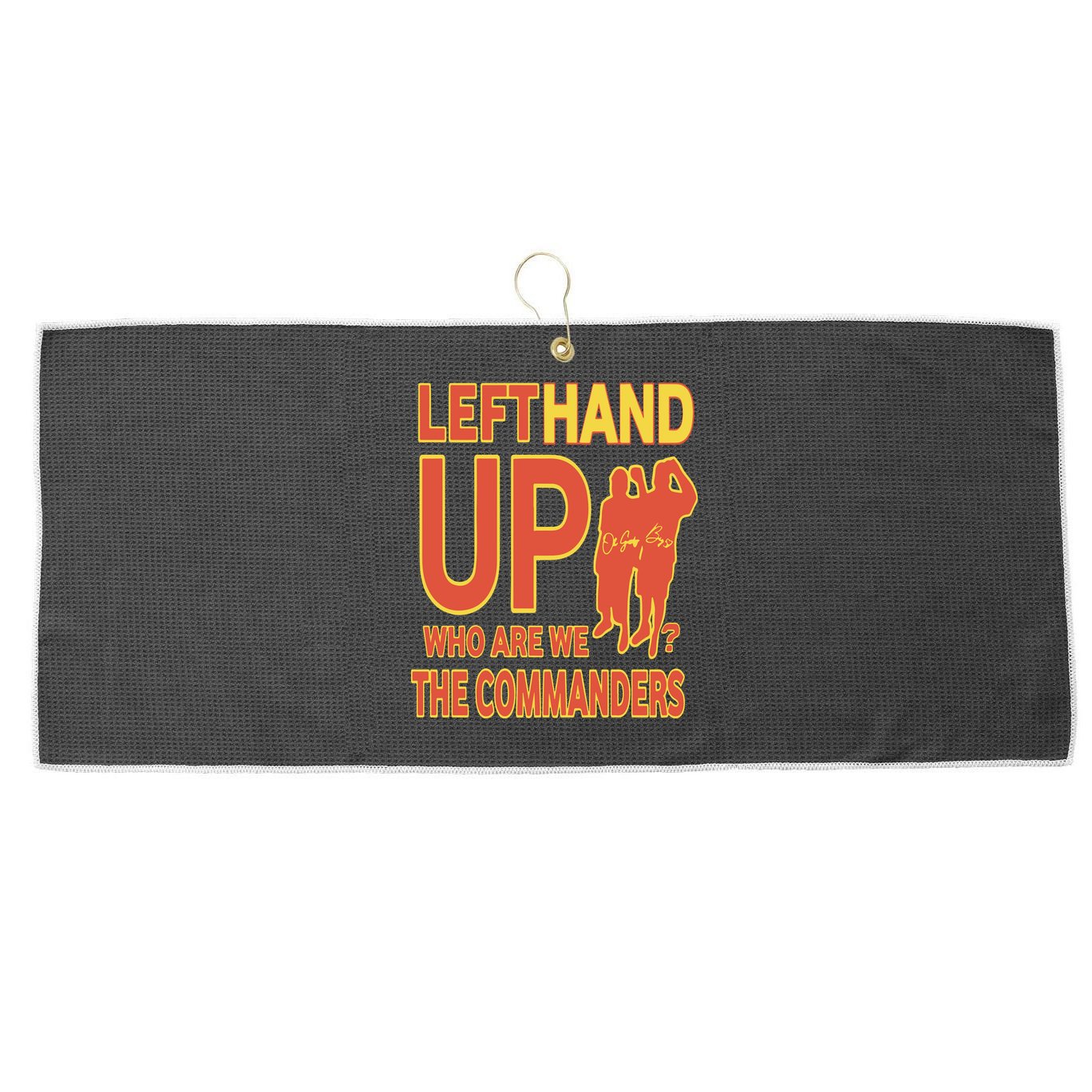 Official Left Hand Up Who Are We The Commanders Large Microfiber Waffle Golf Towel