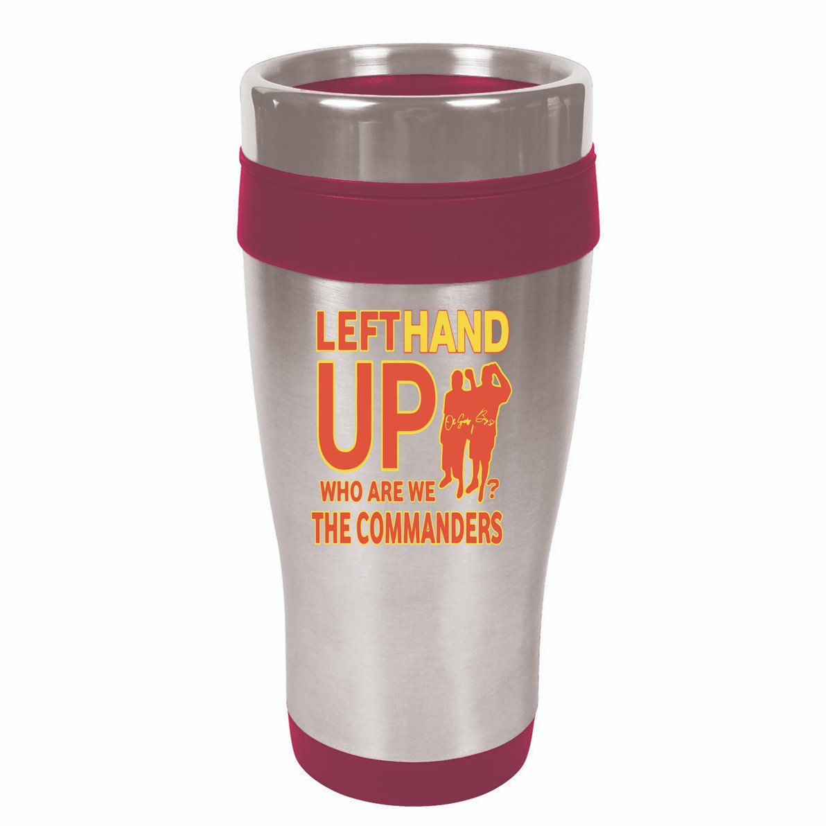 Official Left Hand Up Who Are We The Commanders 16oz Travel Tumbler
