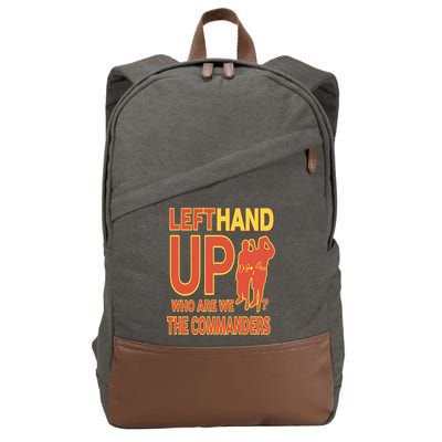 Official Left Hand Up Who Are We The Commanders Cotton Canvas Backpack