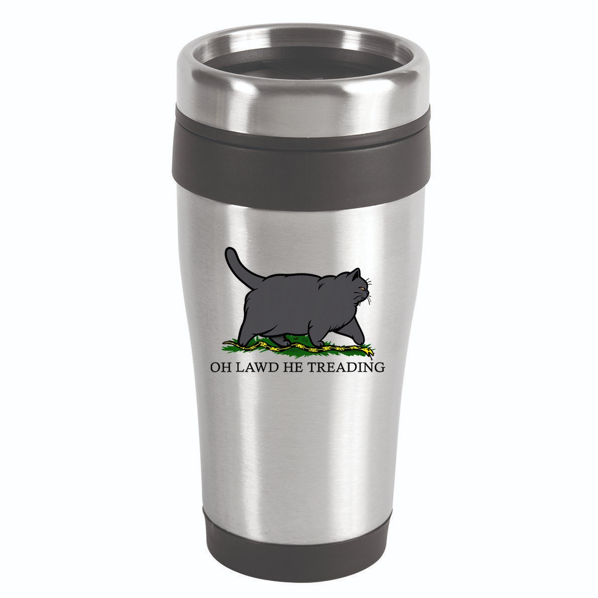 Oh Lawd He Treading Funny Fat Cat 16oz Travel Tumbler
