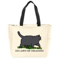 Oh Lawd He Treading Funny Fat Cat Zip Tote Bag
