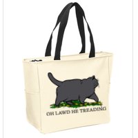 Oh Lawd He Treading Funny Fat Cat Zip Tote Bag