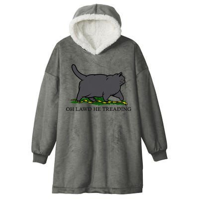 Oh Lawd He Treading Funny Fat Cat Hooded Wearable Blanket
