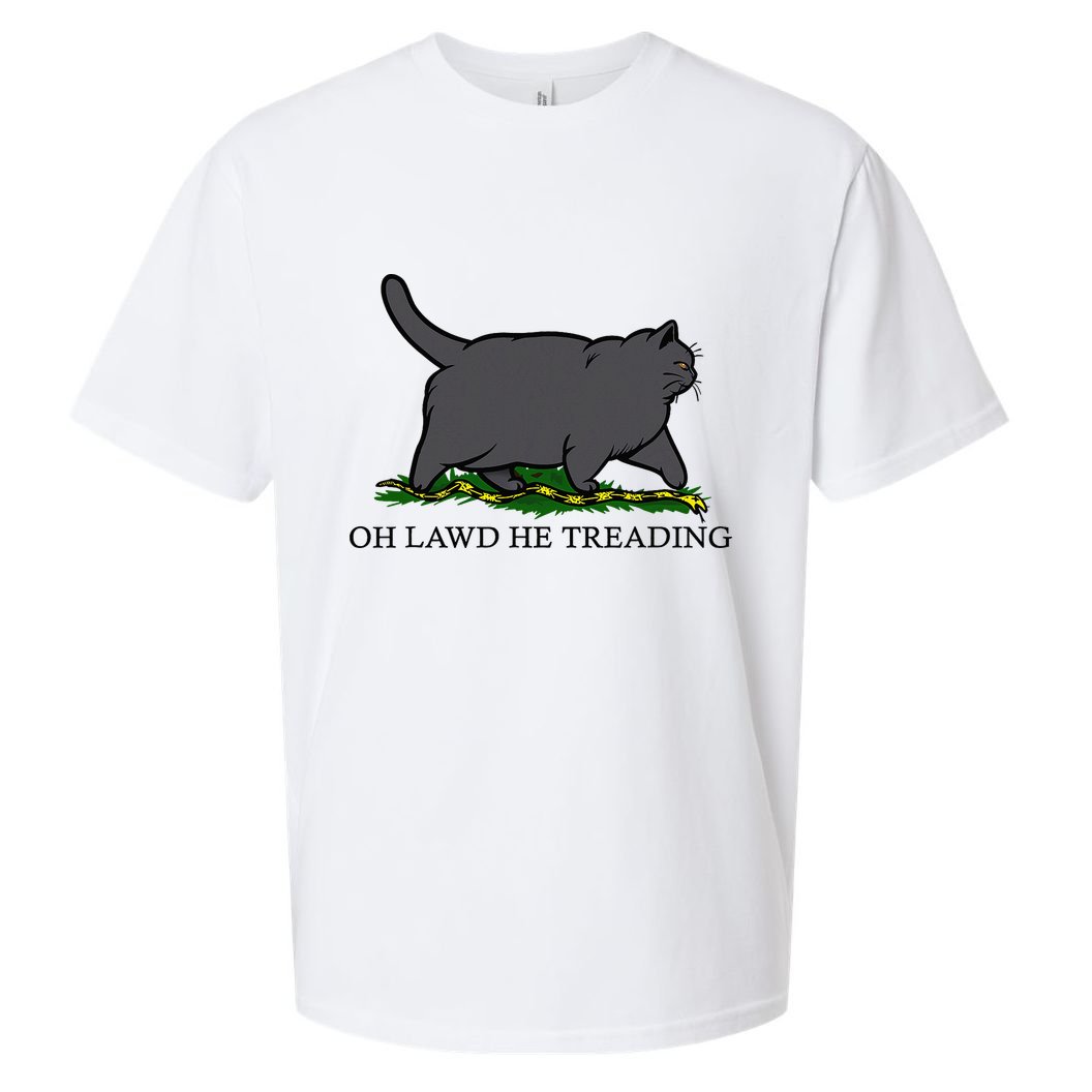 Oh Lawd He Treading Funny Fat Cat Sueded Cloud Jersey T-Shirt