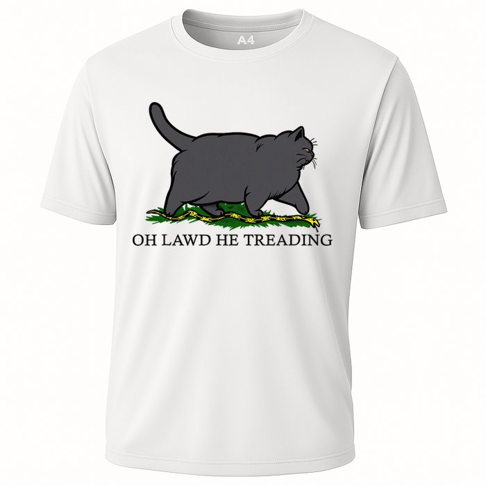 Oh Lawd He Treading Funny Fat Cat Cooling Performance Crew T-Shirt