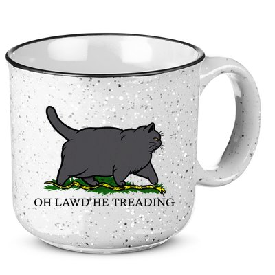 Oh Lawd He Treading Funny Fat Cat 15oz Campfire Ceramic Mug