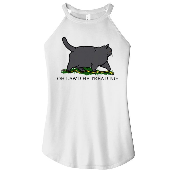 Oh Lawd He Treading Funny Fat Cat Women's Perfect Tri Rocker Tank