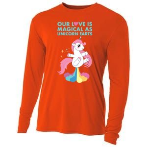 Our Love Is Magical As Unicorn Farts For Friends And Couples Gift Cooling Performance Long Sleeve Crew